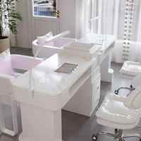 Ensemble de chaises de table de manucure double Mobilier de salon de beauté moderne Station de manucure de luxe avec éclairage LED