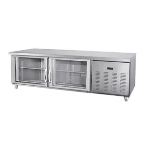 Großer kommerzieller Küchenkühlschrank mit mehreren Türen aus Edelstahl Tiefkühlschrank