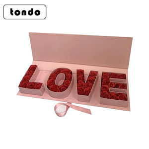 Tondo-caja de cartón rellenable con letras I Love You, embalaje para dulces, Chocolate, fresa, flor - Product Image 6