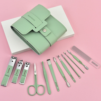 Kit d'outils de soin des ongles multifonction en acier inoxydable, coupe-ongles pour manucure et pédicure, cuir PU