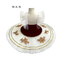 Jupe tutu de ballet simple en soie Esmeralda bordeaux pour femmes adultes, costume de performance de ballet brodé