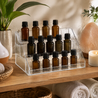 Organisateur de bouteilles d'huiles essentielles en acrylique personnalisé, support à bouteilles transparent à plusieurs niveaux avec trous, logo OEM, étagère de rangement pour spa, boîte de rangement