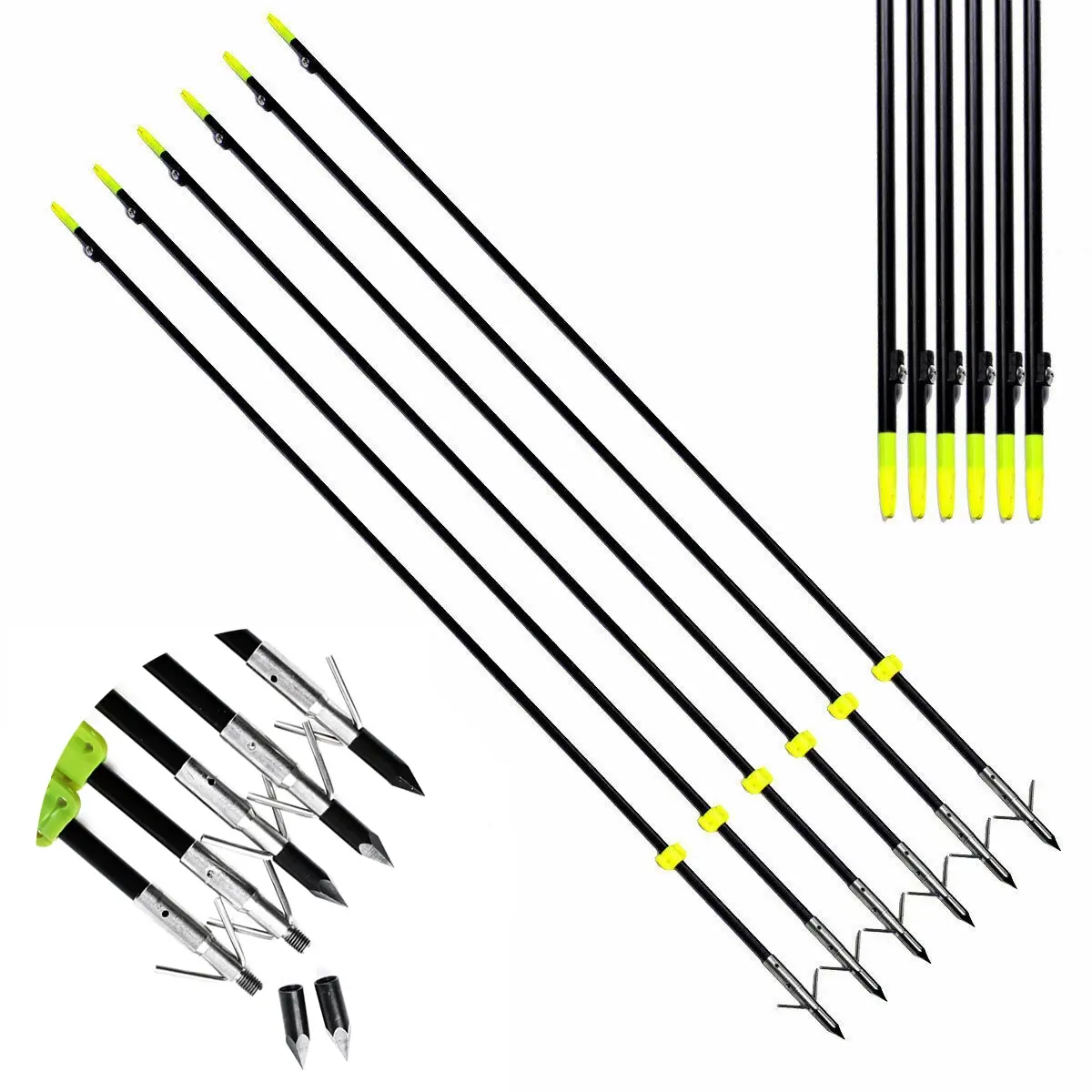 Professional Bow Fishing Arrows Archery Shooting Fish Arrows 32.5'' Length 8mm Fiberglass Shaft Arrows Recurve Bow Outdoor