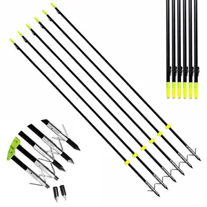 Flechas de arco profissional para pesca, flechas de tiro com arco e flecha para peixes, flechas de eixo de fibra de vidro com 32,5 ''com 8 mm de comprimento, arco recurvo para uso ao ar livre