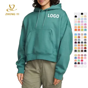 OEM Women'S Hoodie Sweatshirt High Quality Preshrunk Cotton Blend Long Sleeves Custom Logo Oversized Pullover Hoodie