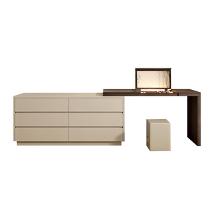 Commode de chambre à coucher Armoire à clapet une table bureau d'angle rétractable maquillage Vanités Coiffeuse avec lumières Miroir pliant - Product Image 3