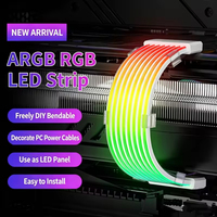 Bande lumineuse néon ARGB en silicone en gros, panneau LED RVB adressable synchronisé 8P 24 broches pour carte mère, GPU, modding de boîtier d'ordinateur