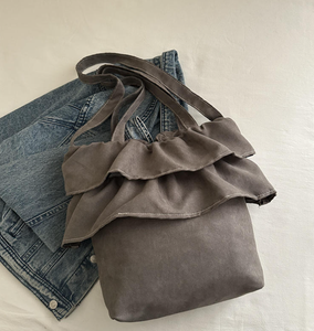 Bolso de compras de lona, gamuza y satén con volantes, estilo francés a la moda, para niñas, primavera y verano - Product Image 5