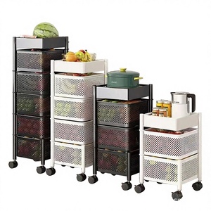 Étagère à légumes en acier au carbone sans assemblage, autoportante, mobile, 5 niveaux, carrée, rotative et amovible pour <span class=keywords><strong>cuisine</strong></span> - Product Image 1