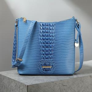 Sac à main de mode vintage pour femmes en PU motif crocodile Brahman multicolore avec fermeture à glissière Style bandoulière pour femme - Product Image 2