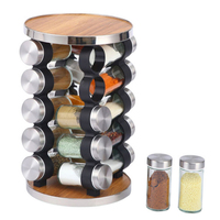Magasin en ligne Étagères de garde-manger rondes à 2 étages en bambou et étagère de rangement pour épices et condiments en acier inoxydable pour la cuisine
