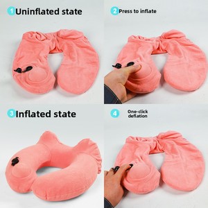 Almohada inflable ligera en forma de U para el cuello, protección de la columna cervical, cojín de viaje para avión y coche, respaldo para la cintura, para siesta - Product Image 4