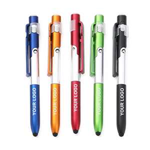 Çok fonksiyonlu 4-in-1 katlanır ışık kalem cep özel Logo ile telefon standı <span class=keywords><strong>LED</strong></span> ışık kapasitör tükenmez kalem - Product Image 1