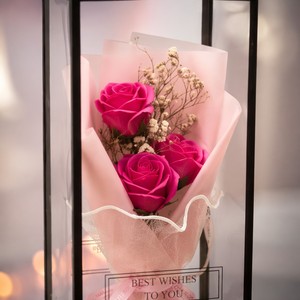Boîte transparente, mini bouquet de roses artificielles préservées, fleurs séchées Baby Breath, cadeau de mariage ou de la Saint-Valentin, vente en gros - Product Image 3