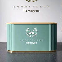 Mostrador de Recepción Pequeño de Madera Maciza Rosa de Alta Calidad, Personalizable con Logotipo, Mostrador de Recepción Rosa