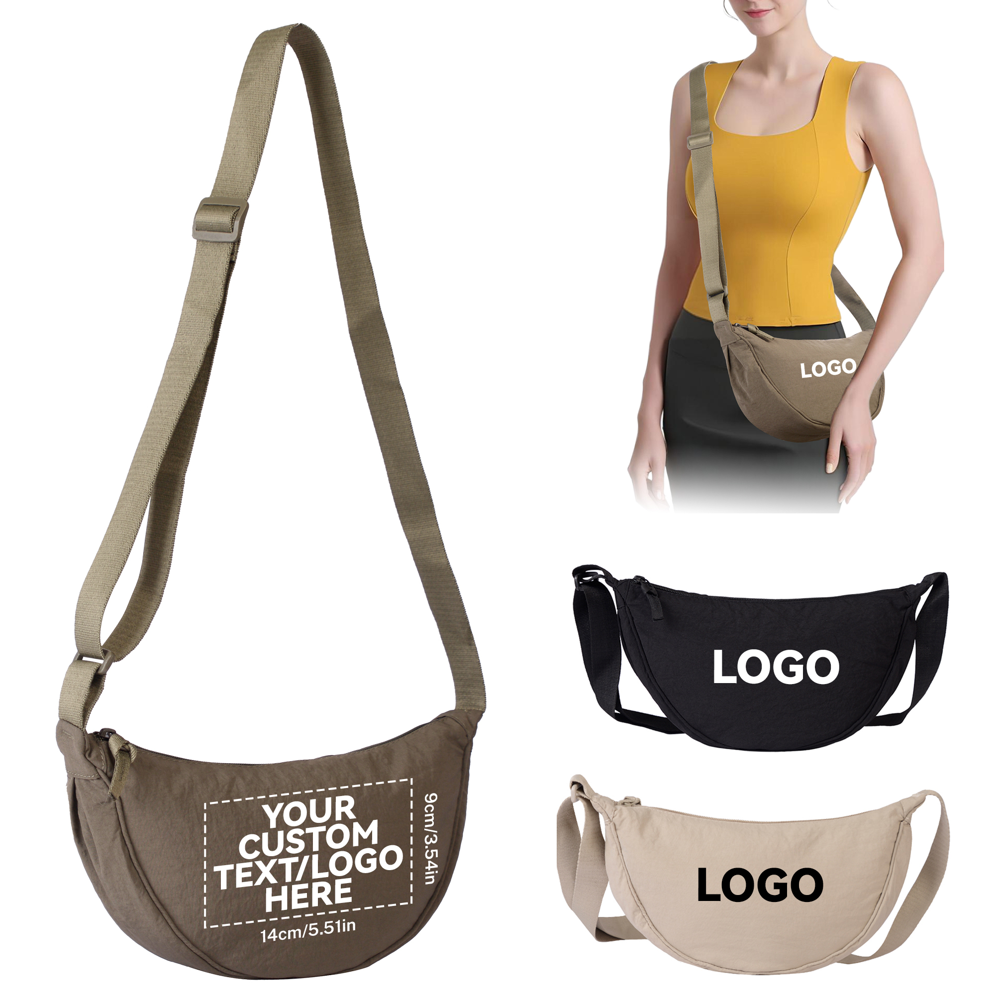 Waterproof Zipper Closure Crossbody Sling Messenger Bag