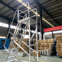 Escalera de aluminio móvil de alta resistencia para almacén, capacidad de 330 lb, plataforma rodante ligera, antirrobo, escalera de seguridad