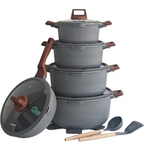 Donnor 15-Piece <b>Cookware</b> <b>Set</b> Pink Non-Stick Aluminum Pots With Utensils For Open Flame Cooking - Product Image 5