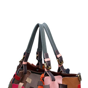 Bolsos de Mano de Cuero Andong para Mujer, Bolso de Moda de Cuero Vacuno Genuino, Bolsos Tote Multicolores con Diseño Calado 1286 - Product Image 4