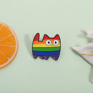 LGBT Pride หมุดเคลือบลายแมวสีรุ้งน่ารักเข็มกลัดรูปสัตว์มีปกเครื่องประดับเป็นของขวัญสำหรับเพื่อน - Product Image 2