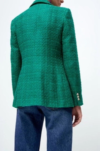 Retro Damen-<span class=keywords><strong>Blazer</strong></span> mit Taschen, Atmungsaktiver Wollmantel, Büro-Damen Langarm-Jacke, Doppelreihiger Damen-<span class=keywords><strong>Blazer</strong></span> - Product Image 4