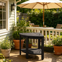 Table d'appoint de patio en plastique légère, texture bois, pour camping en plein air, jardin, portable, gain de place