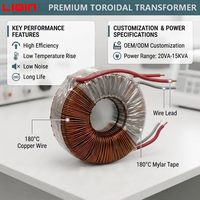 Transformateur de puissance toroïdal monophasé personnalisé 50/60Hz 50W-5000W à noyau en cuivre 240V 9V/5V pour amplificateur audio électronique LQ-920 LIQIN