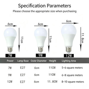 Bombilla LED de 3 Colores <span class=keywords><strong>E27</strong></span> 5W/7W/9W/12W 3000K/4000K/<span class=keywords><strong>6500K</strong></span> con Interruptor, Cuerpo de Plástico y Aluminio, AC220V, Residencial - Product Image 3