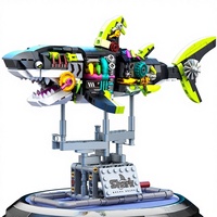 Compatible con Modelos de Tiburón Mecánicos de Plástico ABS, Bloques de Construcción de Partículas Pequeñas, Adornos para Niños