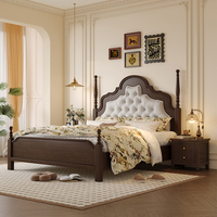 Cadre de lit plateforme en bois de caoutchouc moderne haut de gamme, durable, écologique, taille double standard, style vintage du milieu du siècle, fabriqué en Chine