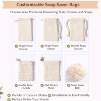 Sacs à savon en sisal personnalisés, petites pochettes en maille à cordon, en coton naturel et chanvre, biodégradables, réutilisables, pour la maison