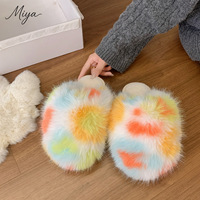 YJ-095 Nouvelles pantoufles d'hiver chaudes à imprimé léopard à poils longs et bout fermé pour femmes, pantoufles thermiques épaisses en coton moelleux pour la maison