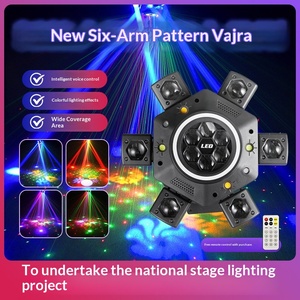 Luz de Ambiente <span class=keywords><strong>LED</strong></span> Giratoria de Alta Gama IP33 de 6 Brazos con Láser de Siete Colores, Control Remoto/Sonido, Cabezal Móvil para Salas de Karaoke KTV - Product Image 4