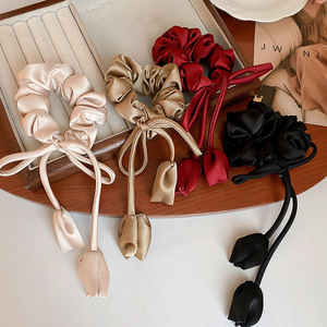Vintage Tulip Ribbon Tassel Unisex Adjustable Elastic Fabric Hair Tie Elegant Hair Accessories Wedding Party Daily - Product Image 3