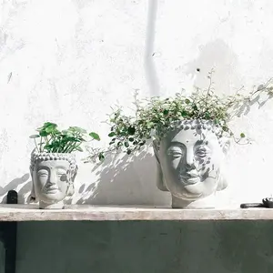 Nouveauté conception maison jardin balcon décoration tête <span class=keywords><strong>de</strong></span> <span class=keywords><strong>bouddha</strong></span> ciment cactus <span class=keywords><strong>pot</strong></span> - Product Image 1
