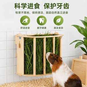 Mangeoire à foin en bois pour cochons d'Inde, suspendue, semi-circulaire, grande capacité, durable, pour usage intérieur - Product Image 2
