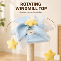 Griffoir pour chat de 57 cm avec moulin à vent rotatif et jouets étoiles suspendus