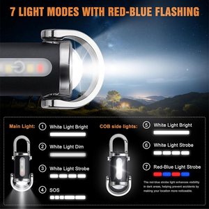 Có thể sạc lại Keychain Đèn pin 800 lumens EDC Mini COB làm việc ánh sáng đèn pin cho cmaping - Product Image 2