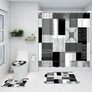 Cortina de Ducha Geométrica de Poliéster, Cortina de Baño con Impresión Digital, Impermeable, Personalizada, Juego de Cortinas de Ducha Modernas al por Mayor - Product Image 1