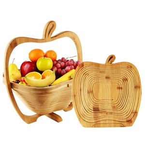 Panier <span class=keywords><strong>de</strong></span> <span class=keywords><strong>fruits</strong></span> en bambou pliable écologique Panier en bois <span class=keywords><strong>de</strong></span> <span class=keywords><strong>fruits</strong></span> secs Plateau <span class=keywords><strong>de</strong></span> nourriture en bambou Se transforme en panier à collation en bois - Product Image 2