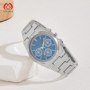 Proveedor de relojes OEM de alta calidad, relojes de pulsera multifunción de acero inoxidable azul, cronógrafo impermeable, <span class=keywords><strong>reloj</strong></span> de cuarzo para hombre - Product Image 3