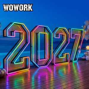 WOWORK 2026 - <span class=keywords><strong>Letras</strong></span> y Números Gigantes Plegables con Marco RGB de Neón para Decoración de Fiestas y Eventos - Product Image 4