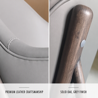 Fauteuil lounge en cuir gris de haute qualité, fauteuil d'appoint avec structure en chêne massif pour salon, OEM ODM personnalisé