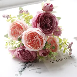 Decorazione di cerimonia nuziale 2022 disposizione dei fiori falsa 5 teste fiori di peonia fiori di seta decorazioni per l'home office di nozze