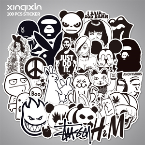 100pcs Mixed Black and White Drawing <strong>Sticker</strong> Custom Vinyl Random Graffiti <strong>Cool</strong> <strong>Stickers</strong> DIY Laptop Luggage Metal <strong>Cool</strong> <strong>Sticker</strong> - Product Image 2