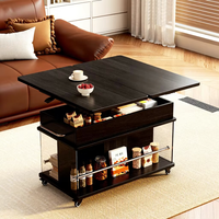 Table basse en pierre de luxe léger avec rangement extensible, design pliable, hauteur réglable et chariot mobile pour salon