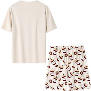 <span class=keywords><strong>Pyjama</strong></span> pour <span class=keywords><strong>homme</strong></span> en tissu tricoté en spandex/polyester à motif de dessin animé, impression numérique, manches courtes, 2 pièces, simple et décontracté - Product Image 2