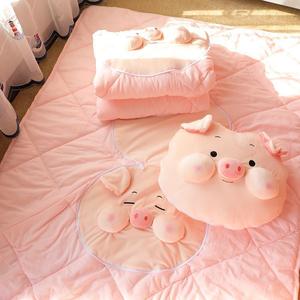 Pig Shaped Pillow Quilt Two In One Office Nap Car Blanket Soft Plush Cushion With Filling Synthetic Fiber - Product Image 4