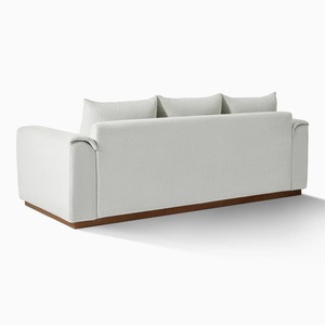 Canapé modulaire 3 pièces en tissu rembourré de duvet, style moderne, <span class=keywords><strong>blanc</strong></span>, avec housse en lin doux et durable, 1 ensemble - Product Image 4