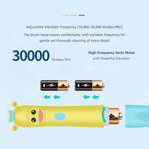Brosse à dents électronique pour enfants, lot de 2 têtes, pas besoin de charge, alimentée par piles AAA, étanche IPX7, 3 modes de nettoyage - Product Image 6